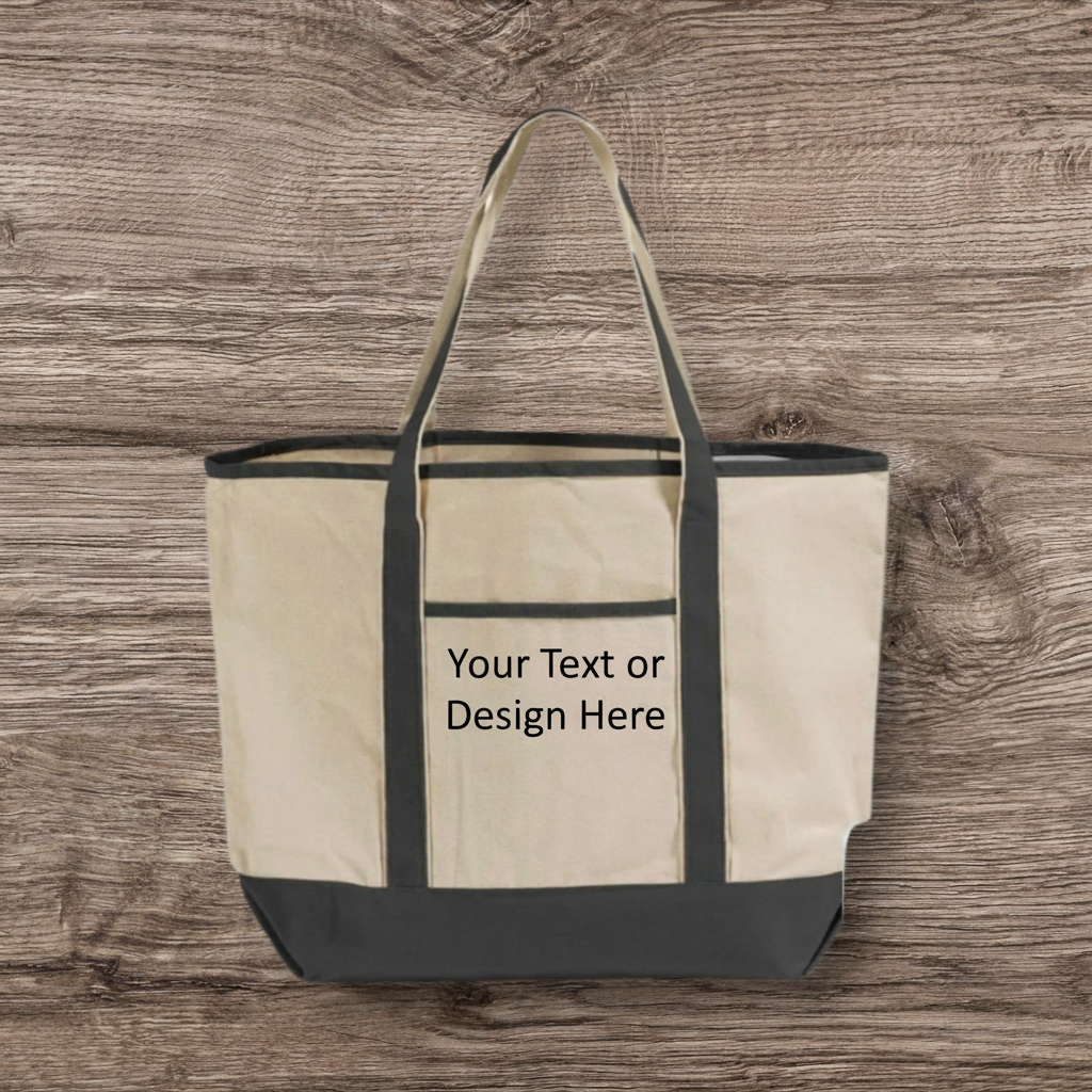 Black Jumbo Tote with Black Text