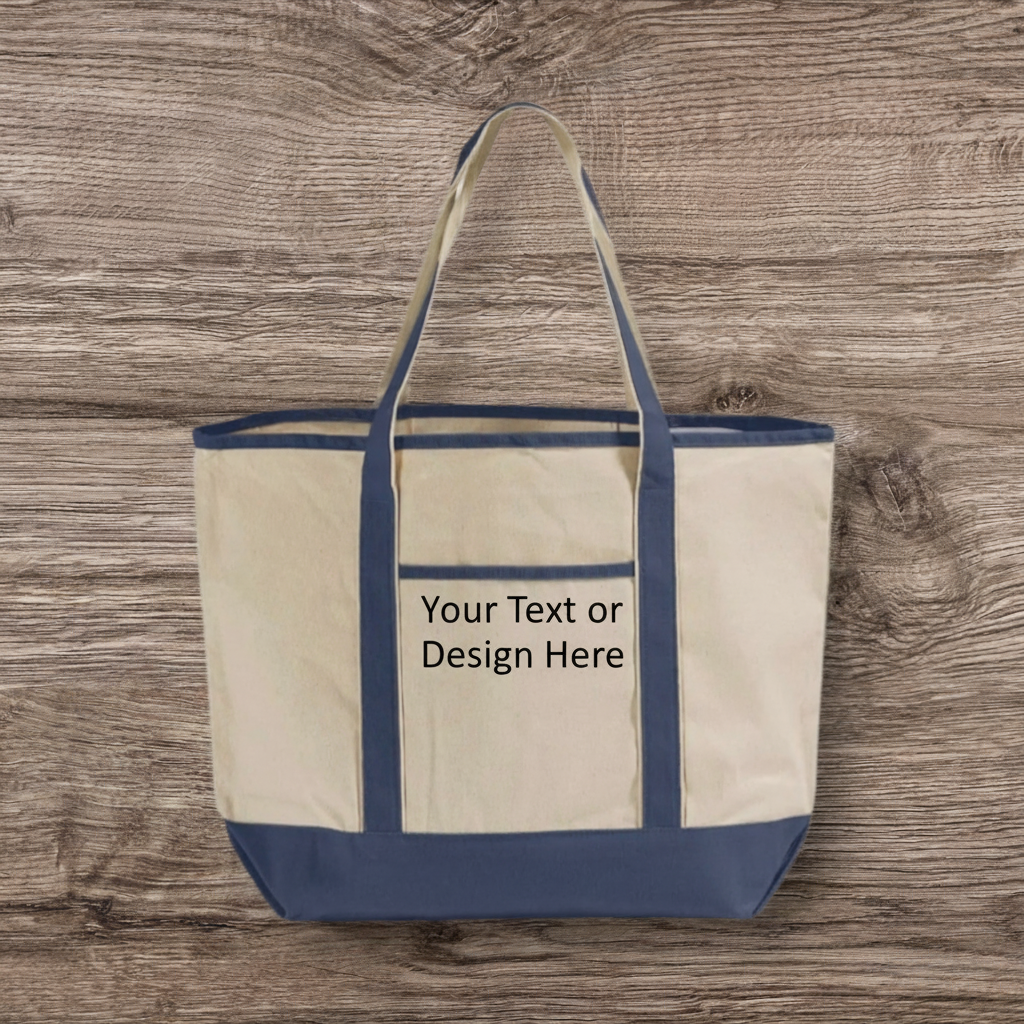 Blue Jumbo Tote with Text