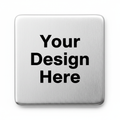 Close-up of blank 3x3 Metal Magnet with Your Design Here text