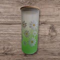 Frosted glass tumbler -daisy