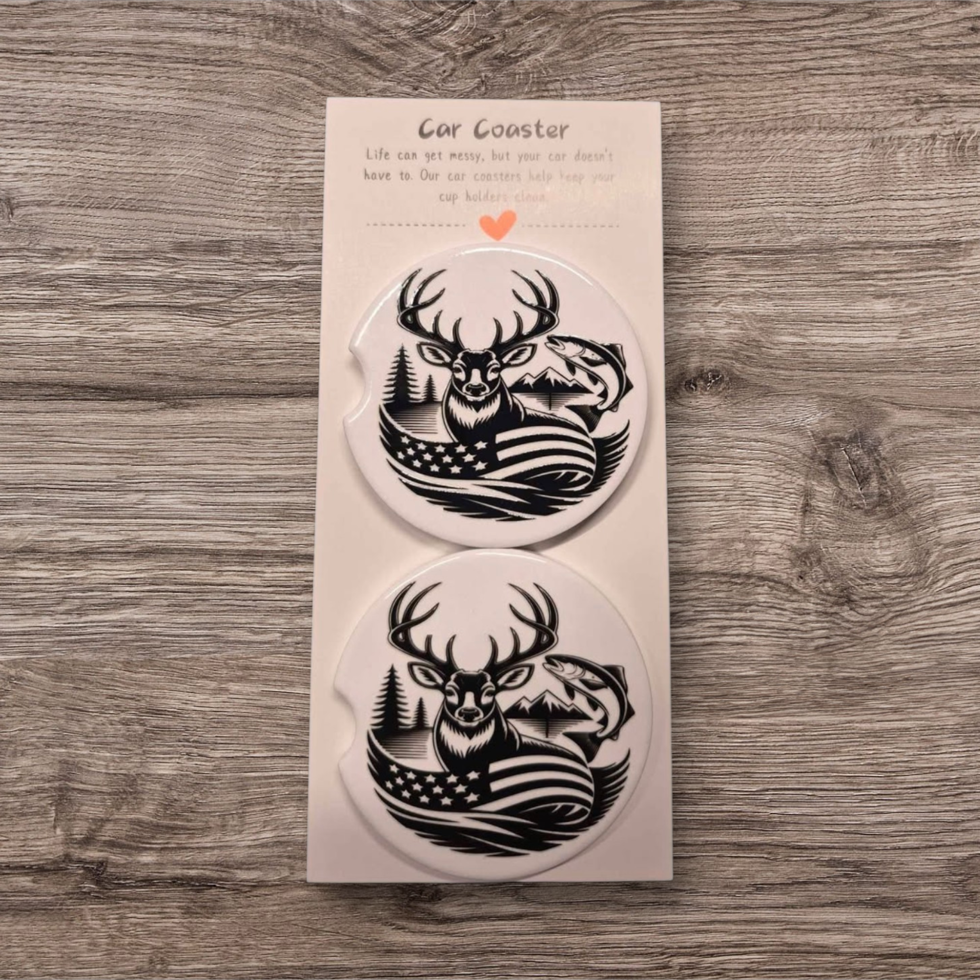 Deer/Flag ceramic car coasters